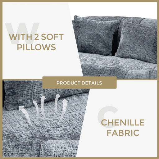 Contemporary Bean Bag Sofa Lazy Sofa Durable Comfort Lounger in Gray Chenille for Indoor & Outdoor Use Default -DTYStore