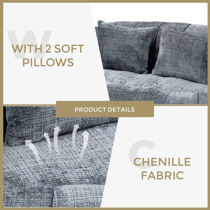 Contemporary Bean Bag Sofa Lazy Sofa Durable Comfort Lounger in Gray Chenille for Indoor & Outdoor Use Default -DTYStore