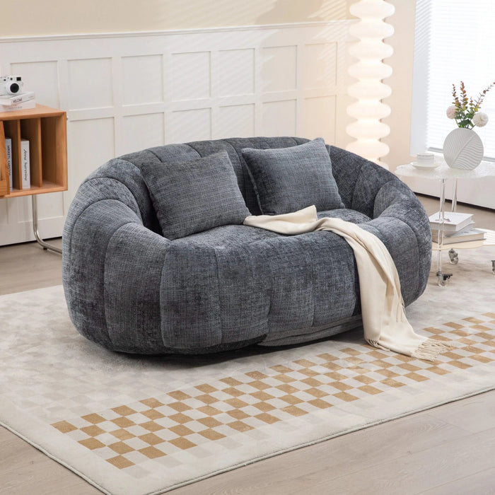 Contemporary Bean Bag Sofa Lazy Sofa Durable Comfort Lounger in Gray Chenille for Indoor & Outdoor Use Default -DTYStore