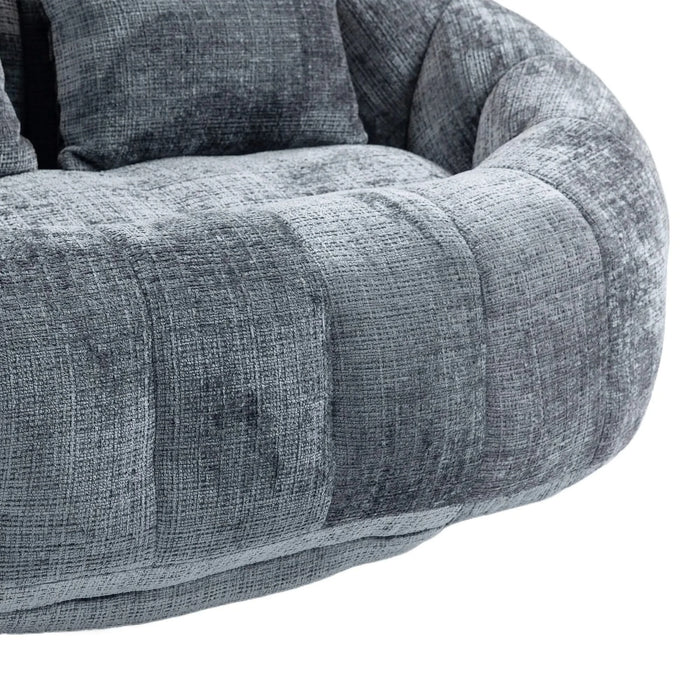 Contemporary Bean Bag Sofa Lazy Sofa Durable Comfort Lounger in Gray Chenille for Indoor & Outdoor Use Default -DTYStore