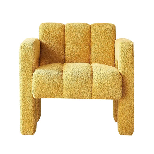 Contemporary Boucle Upholstered Accent Chair with Solid Wood Frame in Yellow, 31.10' Wide Default -DTYStore