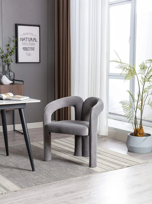 Contemporary Designed Velvet Fabric Upholstered Accent/Dining Chair /Barrel Side Chairs Kitchen Armchair for Living Room set of 2 (Gray Velvet) Default -DTYStore