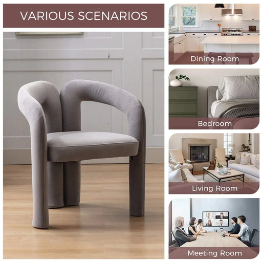 Contemporary Designed Velvet Fabric Upholstered Accent/Dining Chair /Barrel Side Chairs Kitchen Armchair for Living Room set of 2 (Gray Velvet) Default -DTYStore