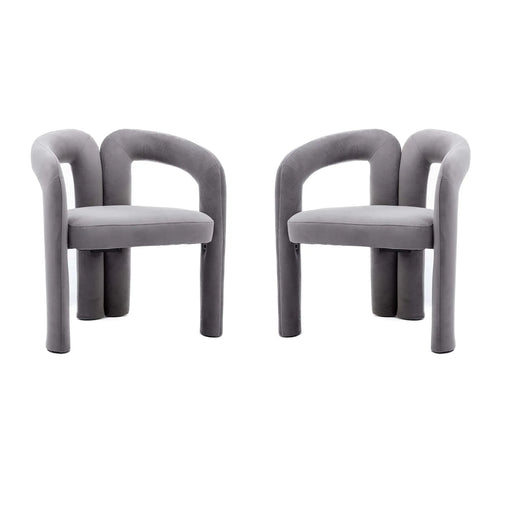 Contemporary Designed Velvet Fabric Upholstered Accent/Dining Chair /Barrel Side Chairs Kitchen Armchair for Living Room set of 2 (Gray Velvet) Default -DTYStore