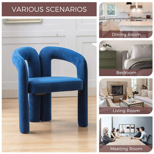 Contemporary Designed Velvet Fabric Upholstered Accent/Dining Chair /Barrel Side Chairs Kitchen Armchair for Living Room set of 2 (Navy Velvet) Default -DTYStore