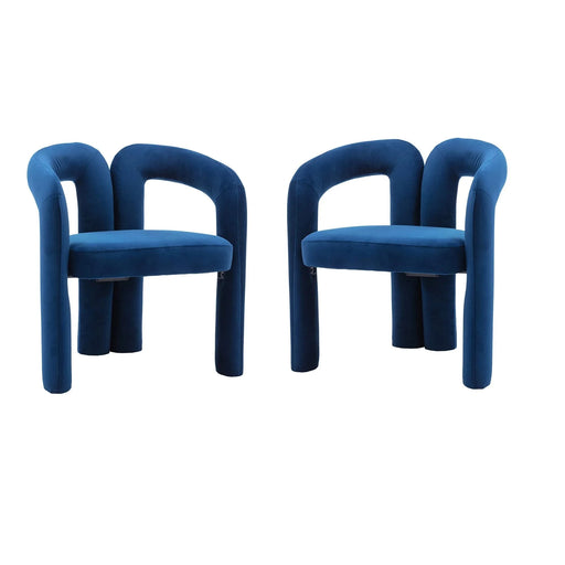 Contemporary Designed Velvet Fabric Upholstered Accent/Dining Chair /Barrel Side Chairs Kitchen Armchair for Living Room set of 2 (Navy Velvet) Default -DTYStore