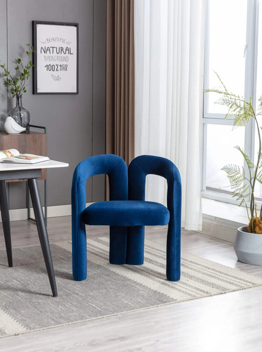 Contemporary Designed Velvet Fabric Upholstered Accent/Dining Chair /Barrel Side Chairs Kitchen Armchair for Living Room set of 2 (Navy Velvet) Default -DTYStore