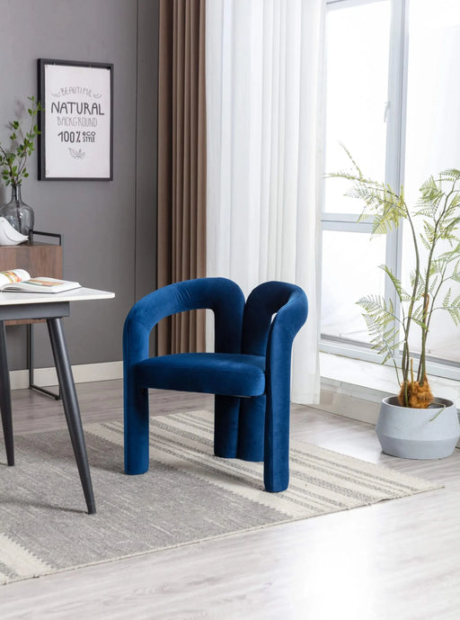 Contemporary Designed Velvet Fabric Upholstered Accent/Dining Chair /Barrel Side Chairs Kitchen Armchair for Living Room set of 2 (Navy Velvet) Default -DTYStore
