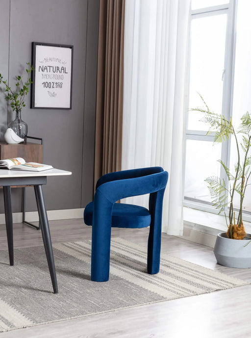 Contemporary Designed Velvet Fabric Upholstered Accent/Dining Chair /Barrel Side Chairs Kitchen Armchair for Living Room set of 2 (Navy Velvet) Default -DTYStore