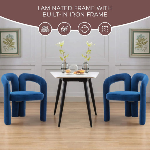 Contemporary Designed Velvet Fabric Upholstered Accent/Dining Chair /Barrel Side Chairs Kitchen Armchair for Living Room set of 2 (Navy Velvet) Default -DTYStore