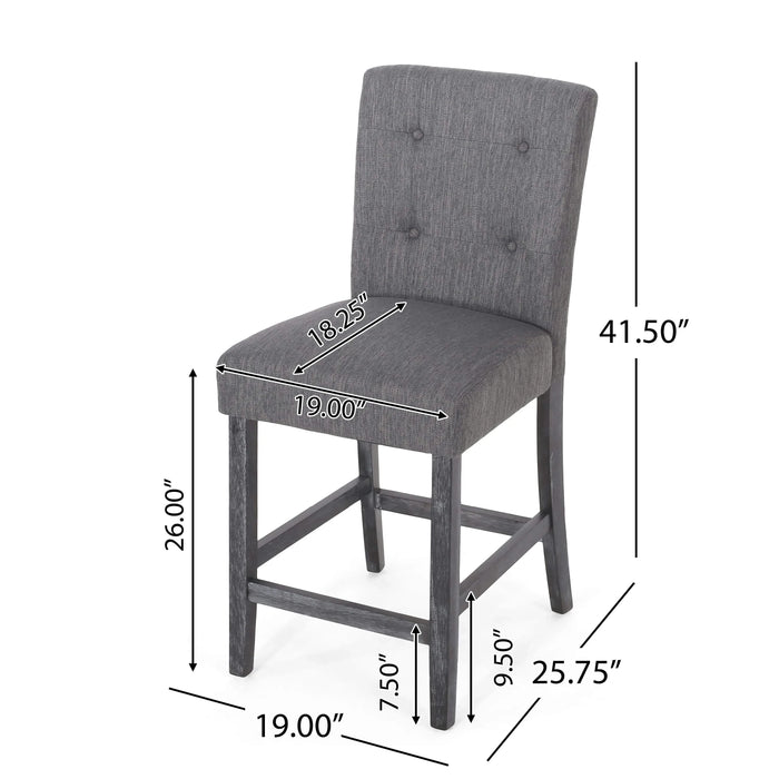 Contemporary Fabric Button Tufted 26 Inch Counter Stools, Set of 2, Charcoal Default -DTYStore