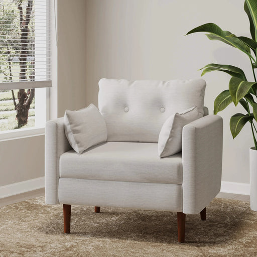 Contemporary Fabric Club Chair with Birch Wood Legs in Beige Default -DTYStore