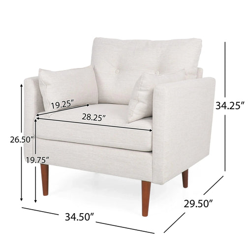 Contemporary Fabric Club Chair with Birch Wood Legs in Beige Default -DTYStore