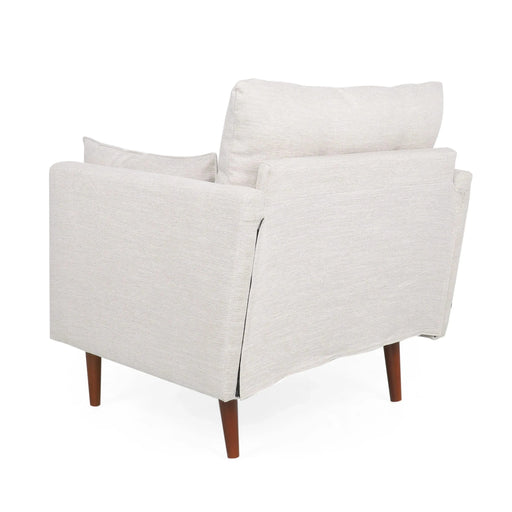 Contemporary Fabric Club Chair with Birch Wood Legs in Beige Default -DTYStore