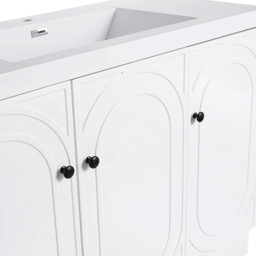 Contemporary Freestanding Bathroom Vanity with White Resin Sink & Soft-Close Cabinet Doors, Plywood, 48' Default -DTYStore