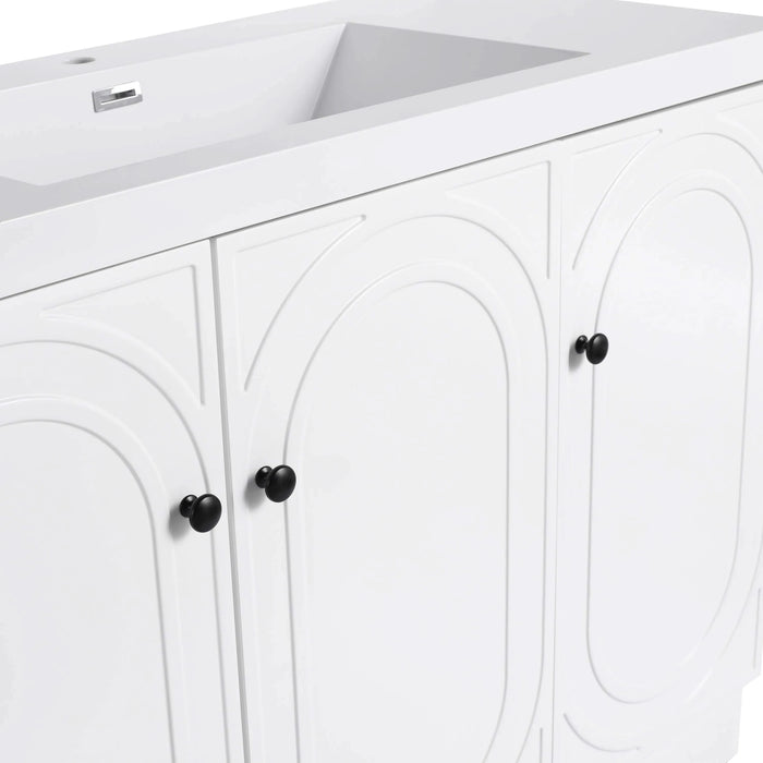 Contemporary Freestanding Bathroom Vanity with White Resin Sink & Soft-Close Cabinet Doors, Plywood, 48' Default -DTYStore
