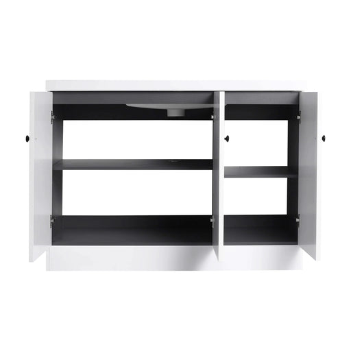 Contemporary Freestanding Bathroom Vanity with White Resin Sink & Soft-Close Cabinet Doors, Plywood, 48' Default -DTYStore