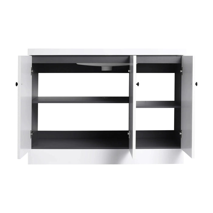 Contemporary Freestanding Bathroom Vanity with White Resin Sink & Soft-Close Cabinet Doors, Plywood, 48' Default -DTYStore