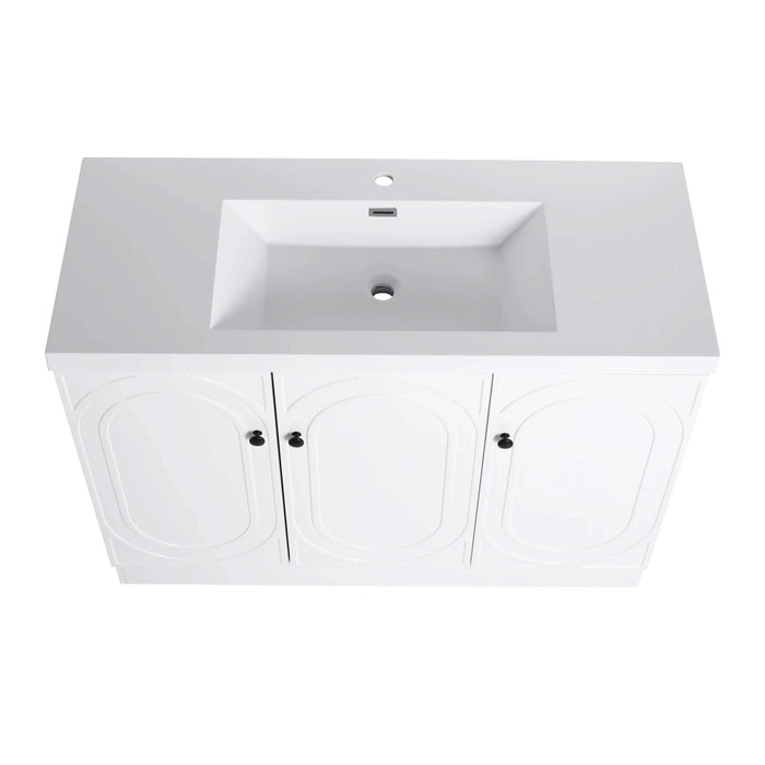 Contemporary Freestanding Bathroom Vanity with White Resin Sink & Soft-Close Cabinet Doors, Plywood, 48' Default -DTYStore