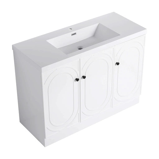 Contemporary Freestanding Bathroom Vanity with White Resin Sink & Soft-Close Cabinet Doors, Plywood, 48' Default -DTYStore