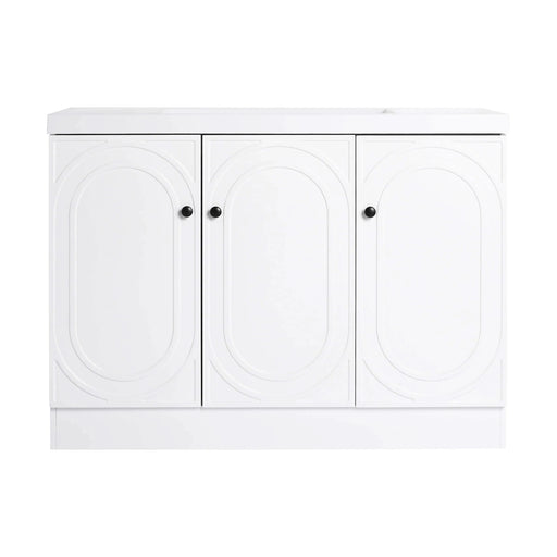 Contemporary Freestanding Bathroom Vanity with White Resin Sink & Soft-Close Cabinet Doors, Plywood, 48' Default -DTYStore