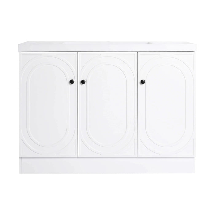 Contemporary Freestanding Bathroom Vanity with White Resin Sink & Soft-Close Cabinet Doors, Plywood, 48' Default -DTYStore