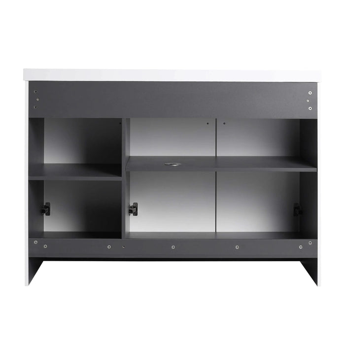 Contemporary Freestanding Bathroom Vanity with White Resin Sink & Soft-Close Cabinet Doors, Plywood, 48' Default -DTYStore