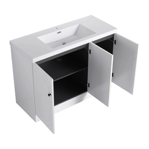 Contemporary Freestanding Bathroom Vanity with White Resin Sink & Soft-Close Cabinet Doors, Plywood, 48' Default -DTYStore