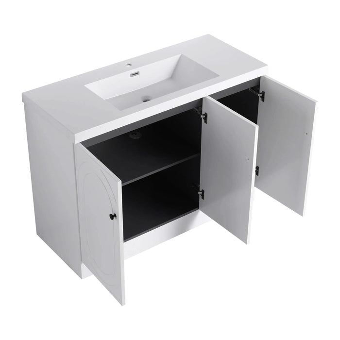 Contemporary Freestanding Bathroom Vanity with White Resin Sink & Soft-Close Cabinet Doors, Plywood, 48' Default -DTYStore