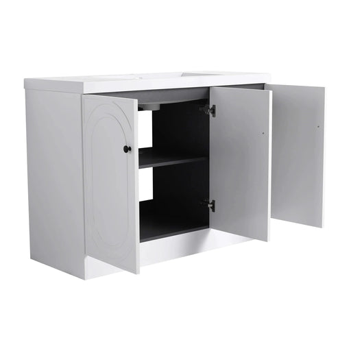 Contemporary Freestanding Bathroom Vanity with White Resin Sink & Soft-Close Cabinet Doors, Plywood, 48' Default -DTYStore