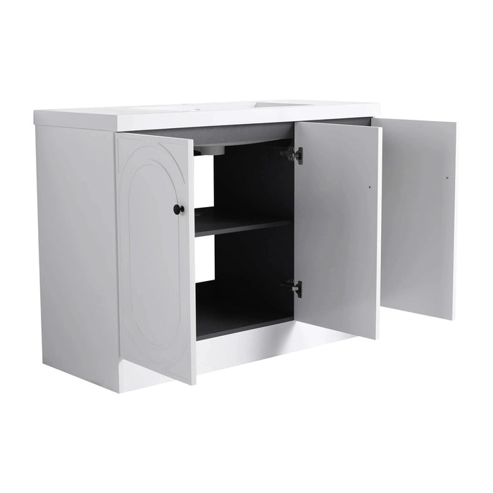 Contemporary Freestanding Bathroom Vanity with White Resin Sink & Soft-Close Cabinet Doors, Plywood, 48' Default -DTYStore