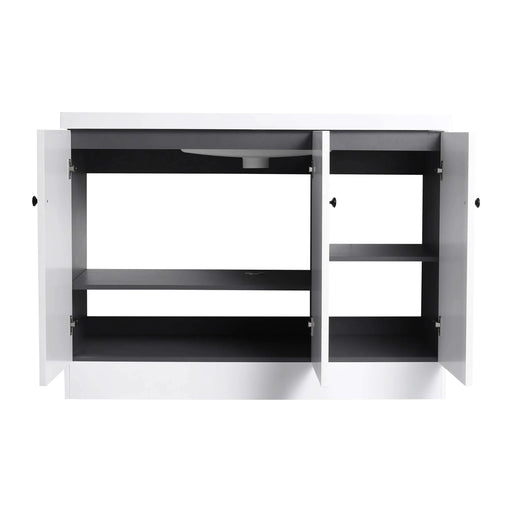 Contemporary Freestanding Bathroom Vanity with White Resin Sink & Soft-Close Cabinet Doors, Plywood, 48' Default -DTYStore