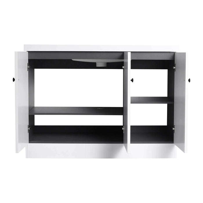 Contemporary Freestanding Bathroom Vanity with White Resin Sink & Soft-Close Cabinet Doors, Plywood, 48' Default -DTYStore