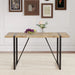 Contemporary Minimalist Retro Rectangular Dining Table with Textured MDF Wood Top and Black Metal Legs Default -DTYStore