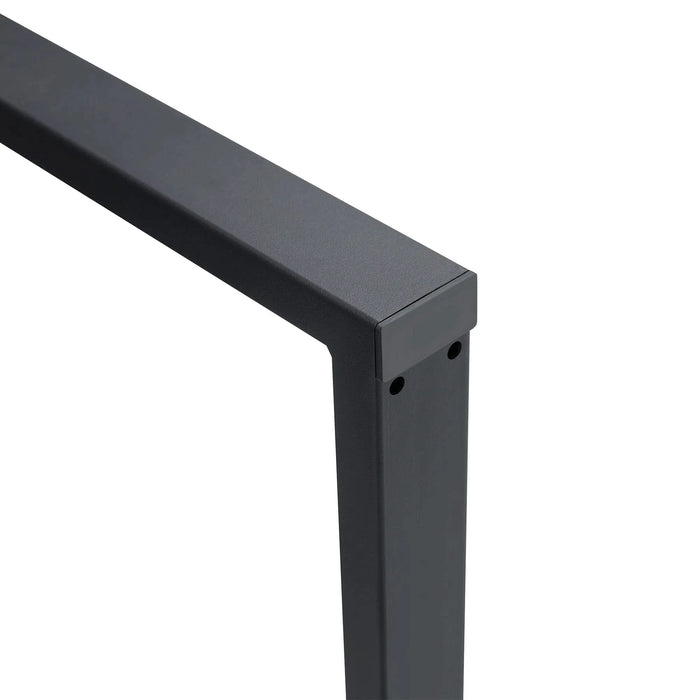 Contemporary Minimalist Retro Rectangular Dining Table with Textured MDF Wood Top and Black Metal Legs Default -DTYStore