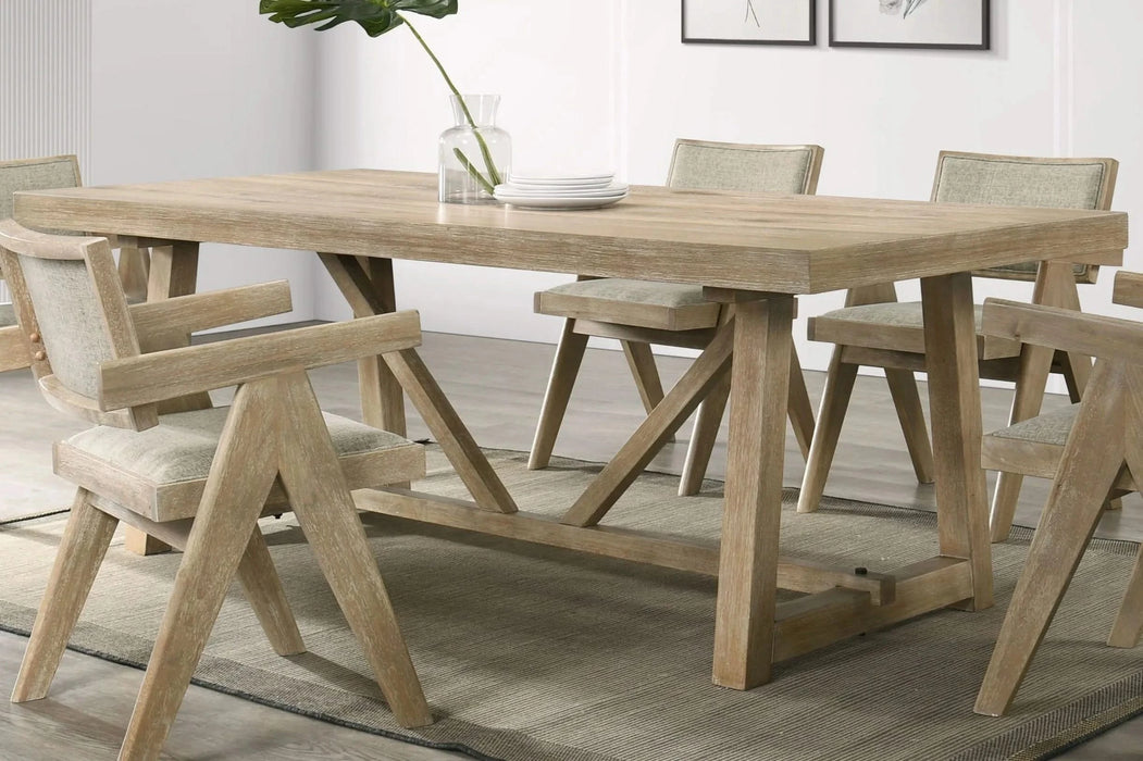 Contemporary Oak Veneer 7pc Dining Set Upholstered Polyester 6x Arm Chairs 1x Table Dining Room Default -DTYStore