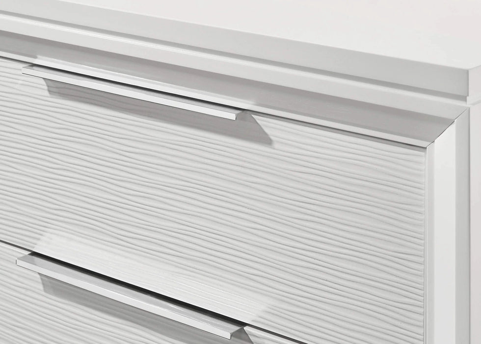 Contemporary Queen Size Bed 2xNightstand 3pc Set Panel Bed Upholstered Cushion LED Lights Headboard White Finish Wooden Solid Wood Furniture Default -DTYStore