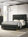 Contemporary Style 3pc Bedroom Set Queen Size Bed And 2x Nightstands Black Wood Gold Accent Legs Default -DTYStore
