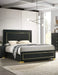 Contemporary Style 3pc Bedroom Set Queen Size Bed And 2x Nightstands Black Wood Gold Accent Legs Default -DTYStore