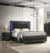 Contemporary Style 3pc Bedroom Set Queen Size Bed And 2x Nightstands Black Wood Gold Accent Legs Default -DTYStore