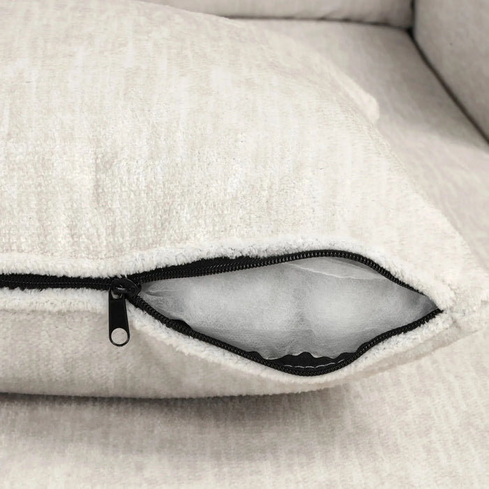 Contemporary U-shaped Sectional Sofa with Movable Storage Ottoman, White Chenille 111.8' Default -DTYStore