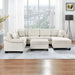 Contemporary U-shaped Sectional Sofa with Movable Storage Ottoman, White Chenille 111.8' Default -DTYStore