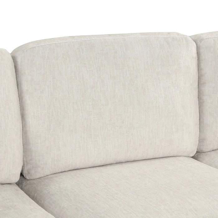 Contemporary U-shaped Sectional Sofa with Movable Storage Ottoman, White Chenille 111.8' Default -DTYStore