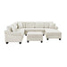 Contemporary U-shaped Sectional Sofa with Movable Storage Ottoman, White Chenille 111.8' Default -DTYStore