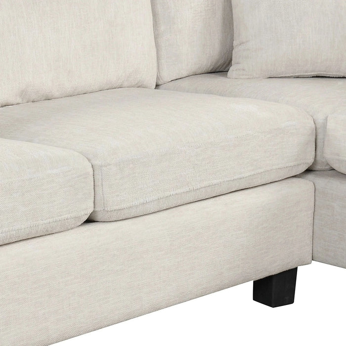 Contemporary U-shaped Sectional Sofa with Movable Storage Ottoman, White Chenille 111.8' Default -DTYStore