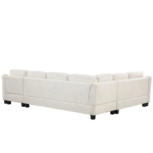 Contemporary U-shaped Sectional Sofa with Movable Storage Ottoman, White Chenille 111.8' Default -DTYStore