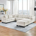 Contemporary U-shaped Sectional Sofa with Movable Storage Ottoman, White Chenille 111.8' Default -DTYStore