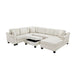 Contemporary U-shaped Sectional Sofa with Movable Storage Ottoman, White Chenille 111.8' Default -DTYStore