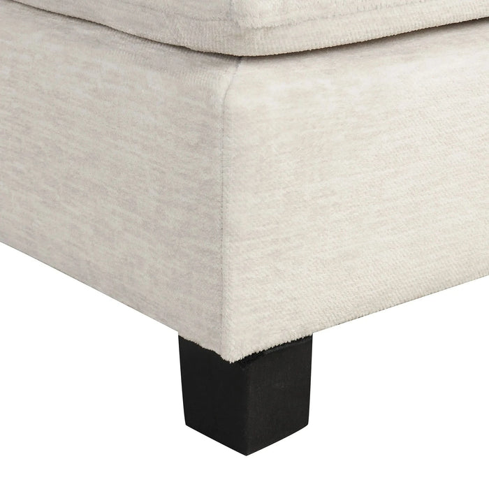 Contemporary U-shaped Sectional Sofa with Movable Storage Ottoman, White Chenille 111.8' Default -DTYStore