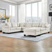 Contemporary U-shaped Sectional Sofa with Movable Storage Ottoman, White Chenille 111.8' Default -DTYStore